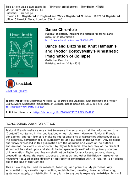 (PDF) Dance and Dizziness: Knut Hamsun’s and Fyodor Dostoyevsky’s ...