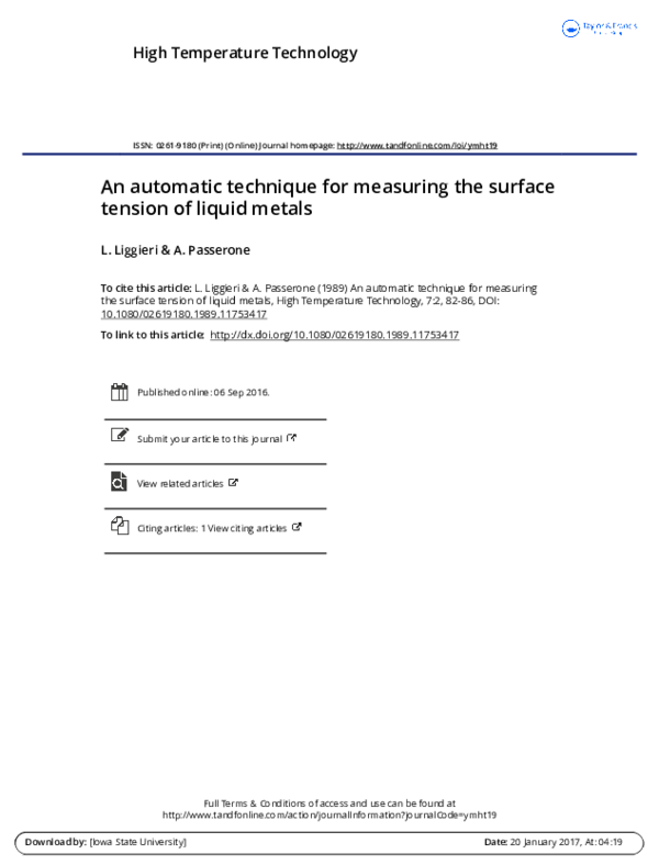 (PDF) An automatic technique for measuring the surface tension of