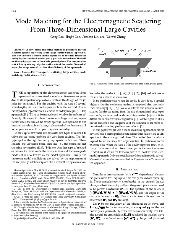 (PDF) Mode Matching for the Electromagnetic Scattering From Three ...