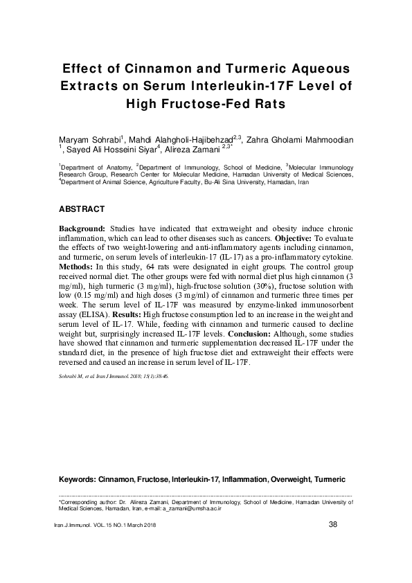(PDF) Effect of Cinnamon and Turmeric Aqueous Extracts on Serum ...