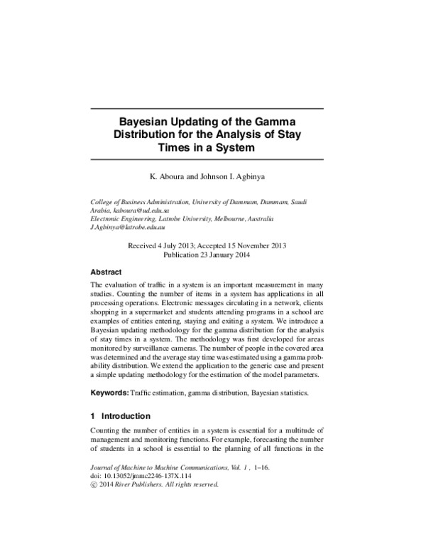 (PDF) Bayesian Updating of the Gamma Distribution for the Analysis of ...