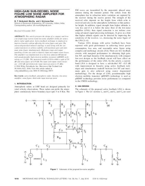 (PDF) HIGHGAIN SUBDECIBEL NOISE FIGURE LOW NOISE AMPLIFIER FOR