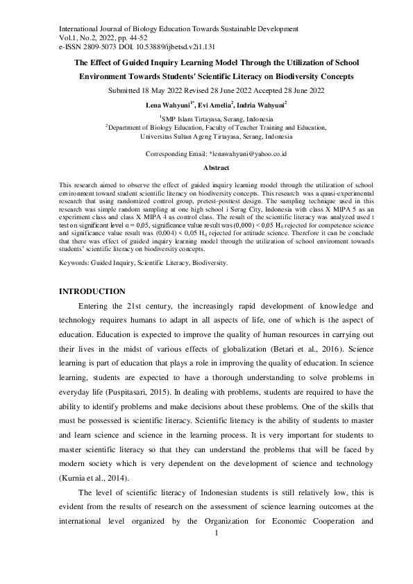 (PDF) The Effect of Guided Inquiry Learning Model Through the ...