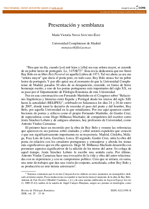 (PDF) Presentación y semblanza