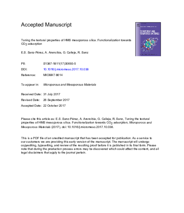 (PDF) Tuning the textural properties of HMS mesoporous silica ...