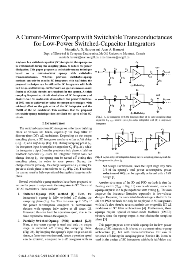 (PDF) A current-mirror opamp with switchable transconductances for low ...