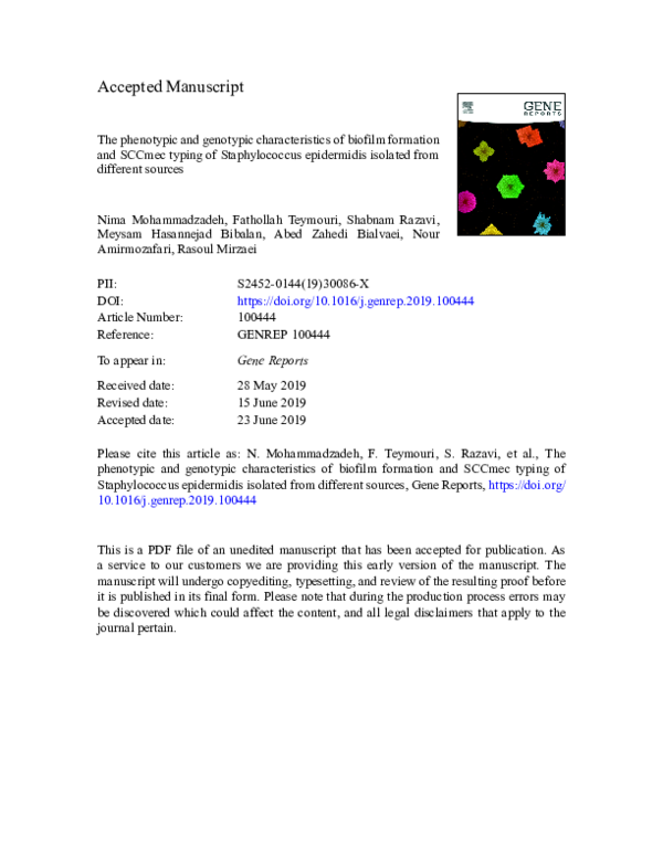 (PDF) The phenotypic and genotypic characteristics of biofilm formation ...