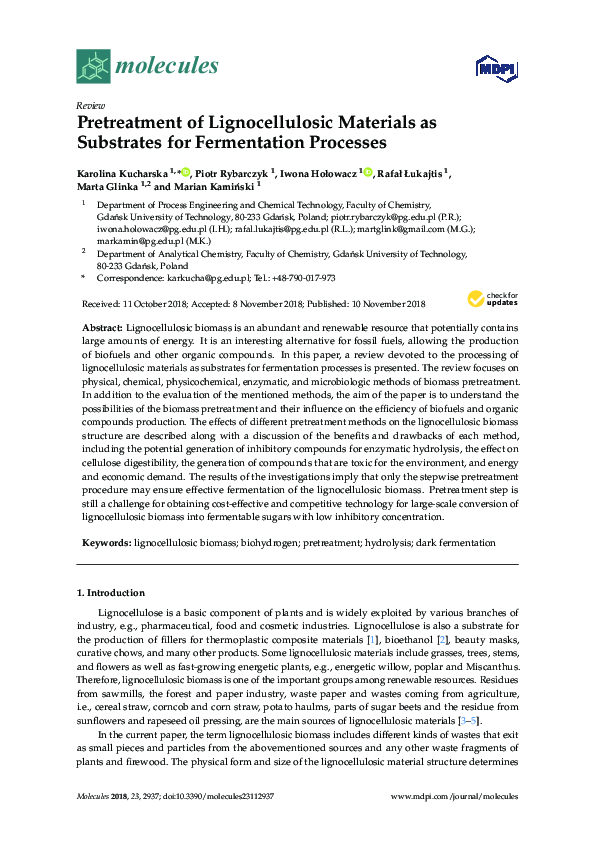 (PDF) Pretreatment of Lignocellulosic Materials as Substrates for ...