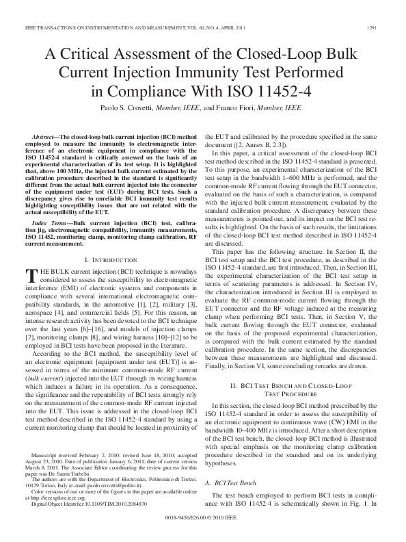 (PDF) A Critical Assessment of the Closed-Loop Bulk Current Injection ...