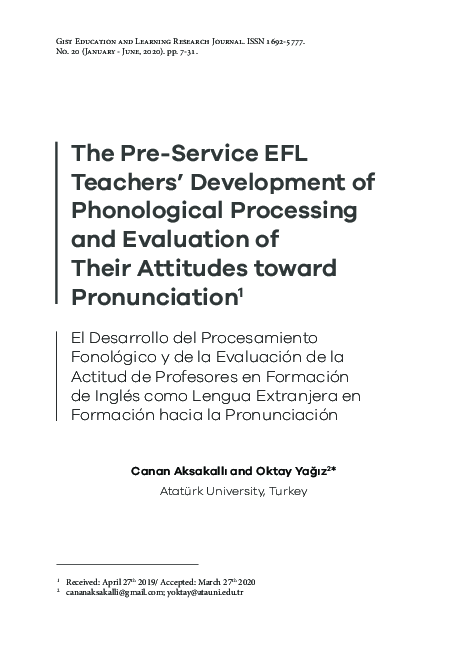 (PDF) The Pre-Service EFL Teachers’ Development of Phonological ...