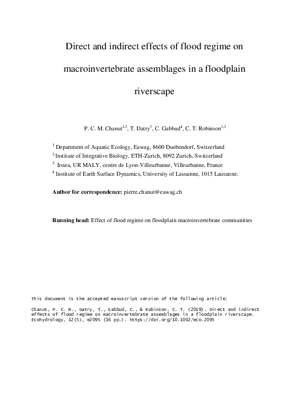 (PDF) Direct and indirect effects of flood regime on macroinvertebrate ...