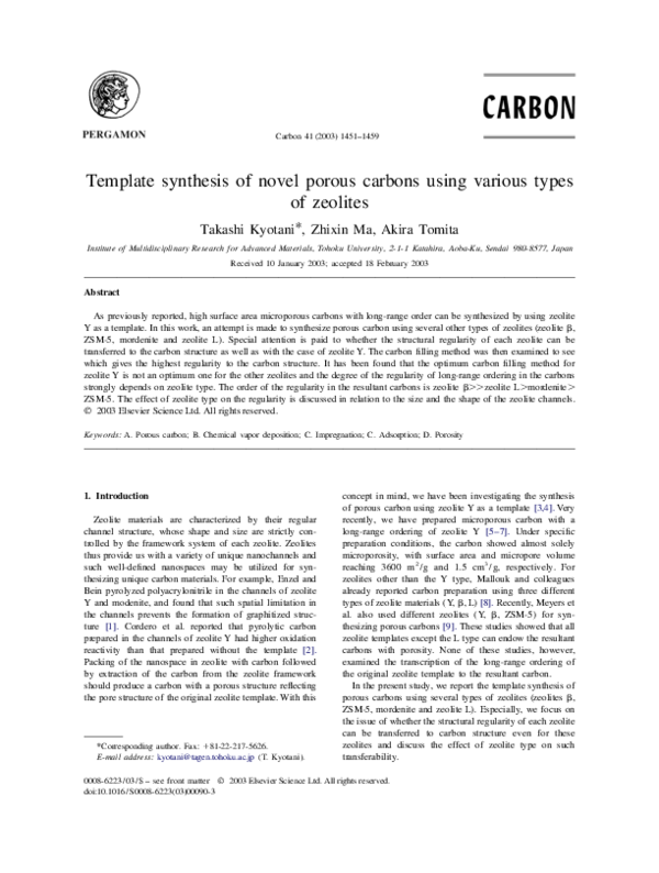 (PDF) Template synthesis of novel porous carbons using various types of ...