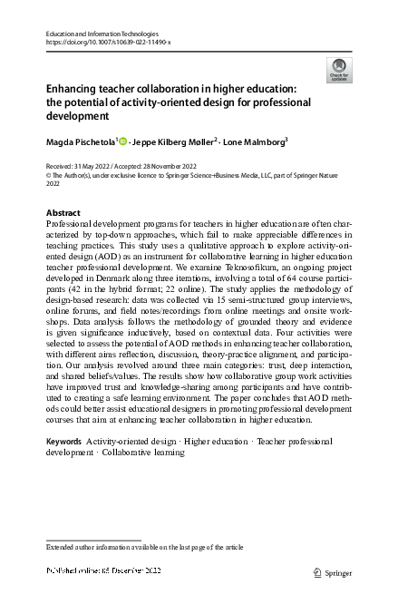 (PDF) Enhancing teacher collaboration in higher education: the ...
