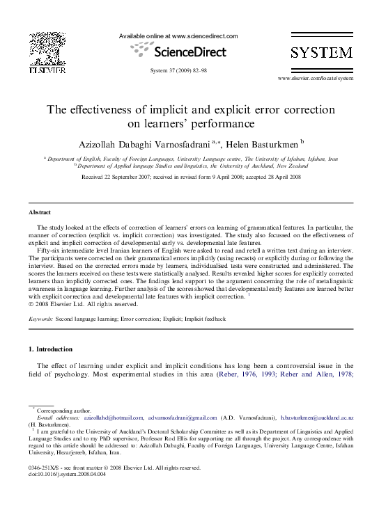 (PDF) The effectiveness of implicit and explicit error correction on ...