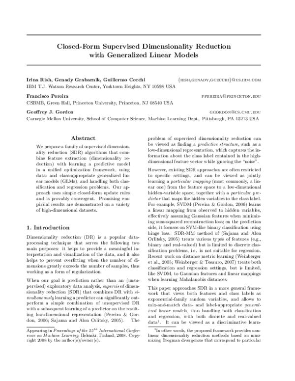 (PDF) Closed-form supervised dimensionality reduction with generalized ...