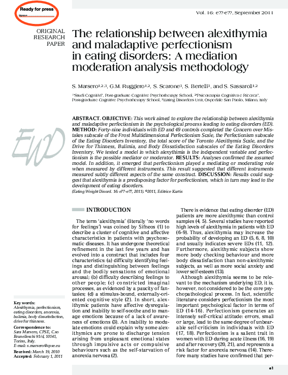 (PDF) The relationship between alexithymia and maladaptive ...