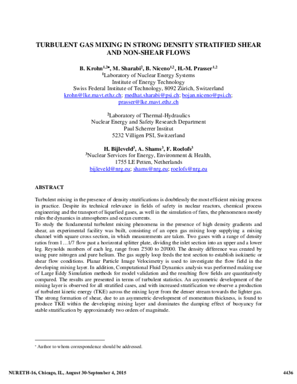 (PDF) Turbulent Gas Mixing in Strong Density Stratified Shear and Non ...