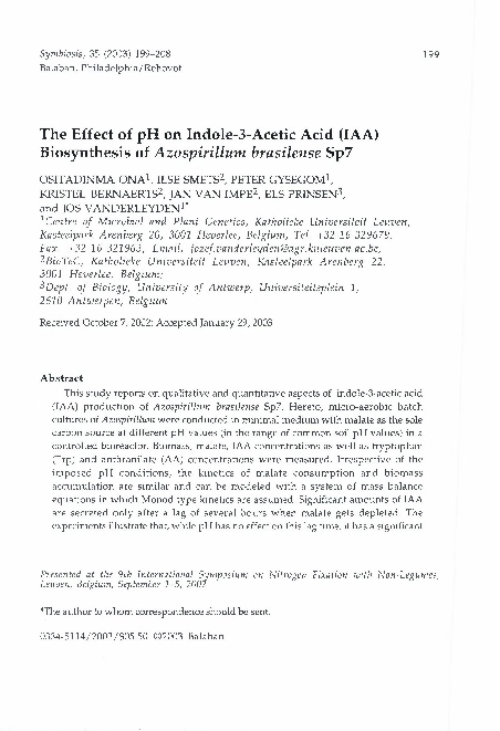 (PDF) The effect of pH on indole-3-acetic acid (IAA) biosynthesis of ...