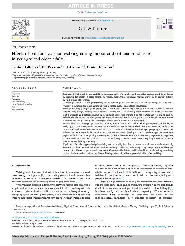 (PDF) Effects of barefoot vs. shod walking during indoor and outdoor ...