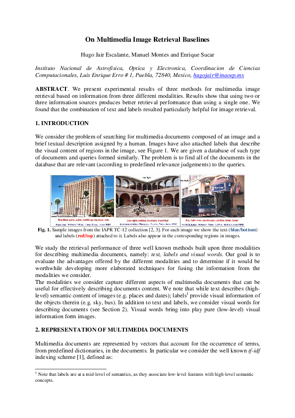 (PDF) On multimedia image retrieval baselines