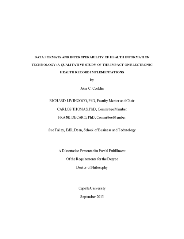 (PDF) Data formats and interoperability of health information technology