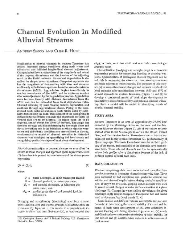 (PDF) Channel Evolution in Modified Alluvial Streams
