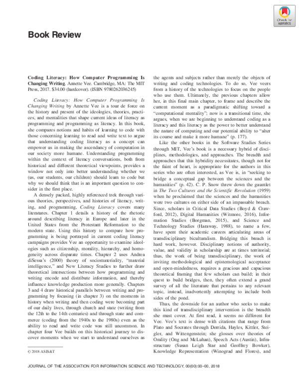 (PDF) Coding Literacy: How Computer Programming Is Changing Writing ...