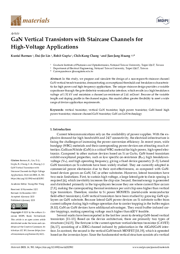 (PDF) GaN Vertical Transistors with Staircase Channels for High-Voltage ...