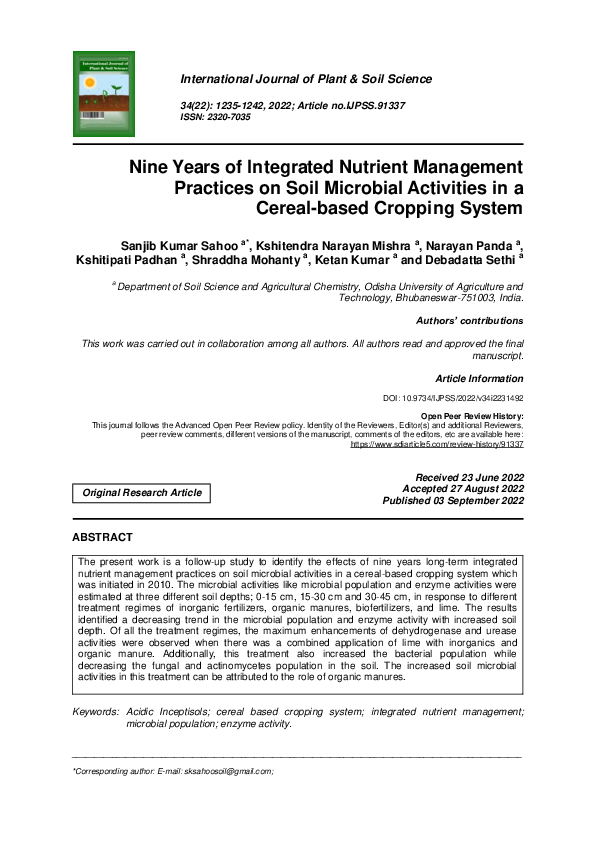 (PDF) Nine Years of Integrated Nutrient Management Practices on Soil ...
