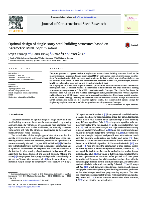 (PDF) Optimal design of single-story steel building structures based on ...