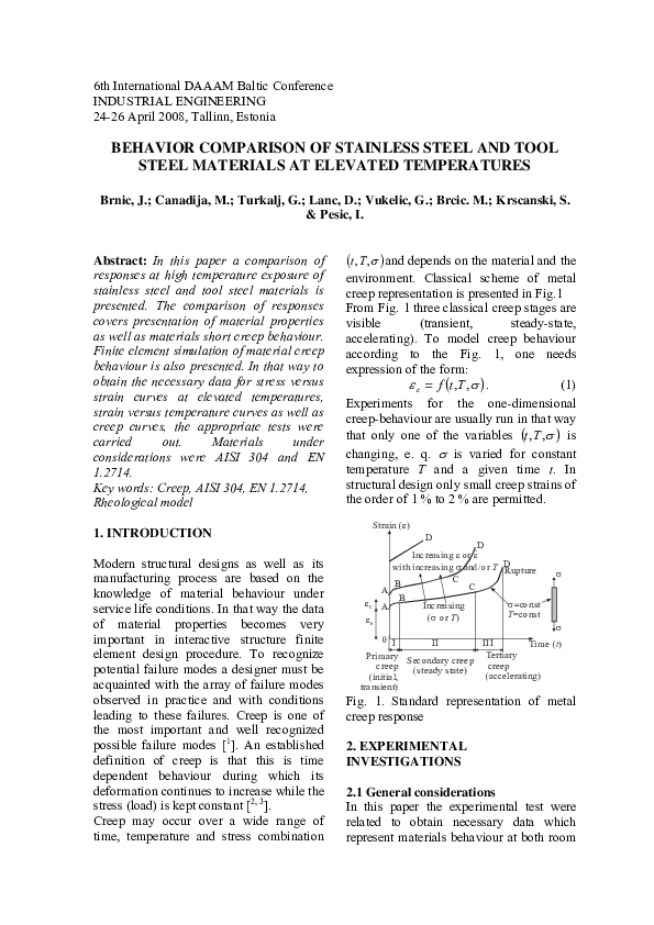 (PDF) Behavior comparison of stainless steel and tool steel materials ...