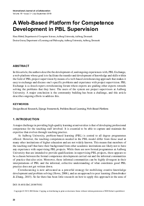 (PDF) A Web-Based Platform for Competence Development in PBL Supervision