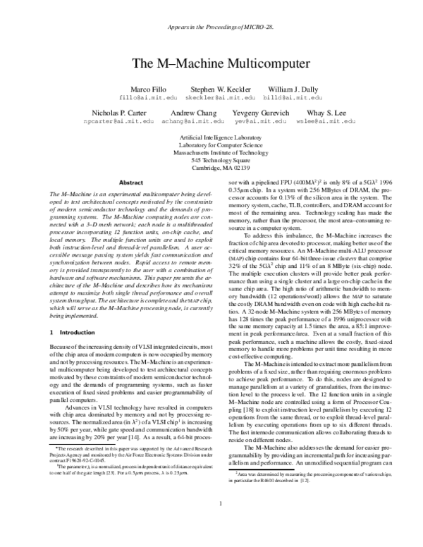 (PDF) The M-Machine multicomputer