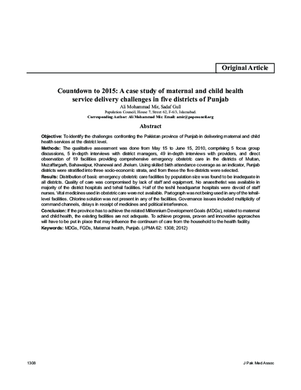 (PDF) Countdown to 2015: a case study of maternal and child health ...