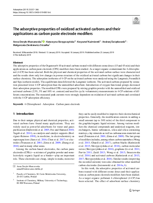 (PDF) The adsorptive properties of oxidized activated carbons and their ...