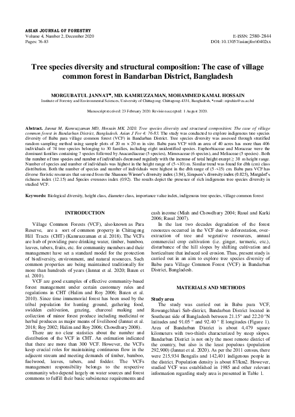 (PDF) Tree species diversity and structural composition of village ...