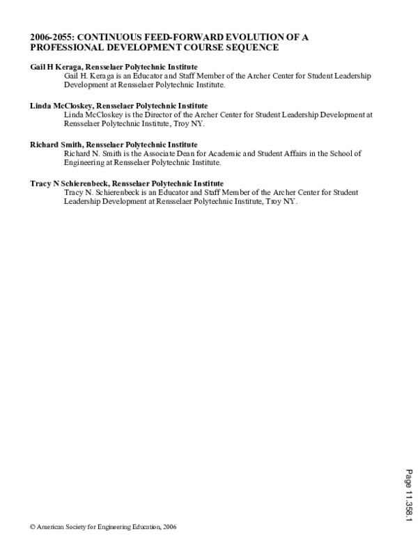 (PDF) Continuous Feed Forward Evolution Of A Professional Development ...