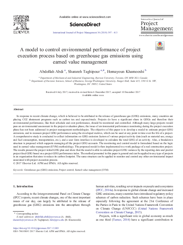 (PDF) A model to control environmental performance of project execution ...