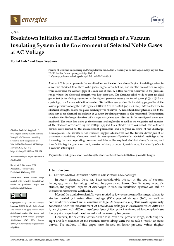 (PDF) Breakdown Initiation and Electrical Strength of a Vacuum ...