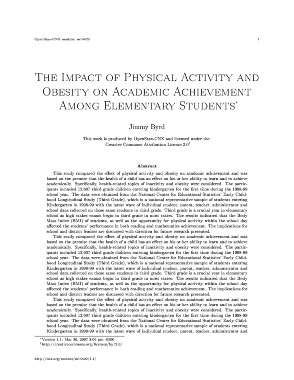 (PDF) The Impact of Physical Activity and Obesity on Academic ...