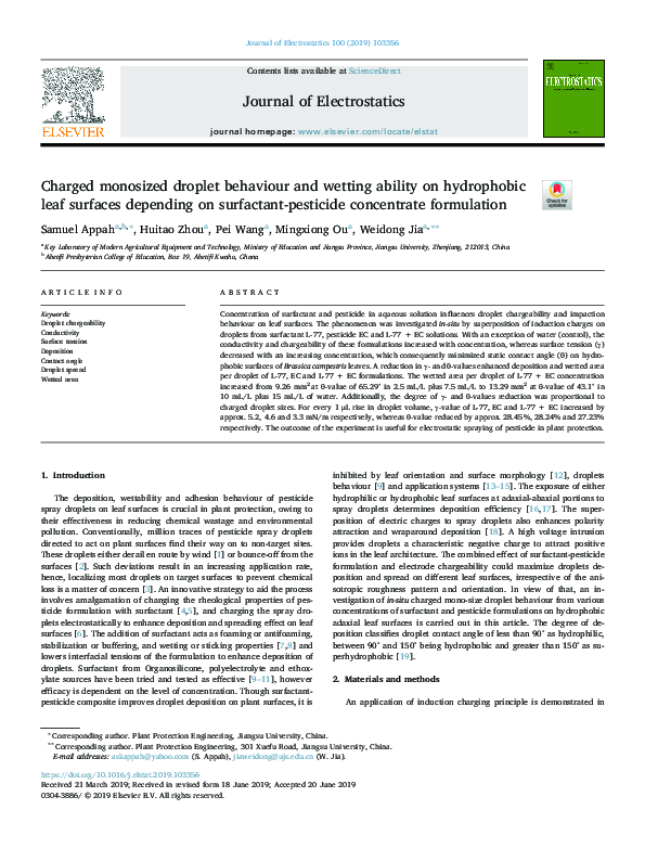 (PDF) Charged monosized droplet behaviour and wetting ability on ...
