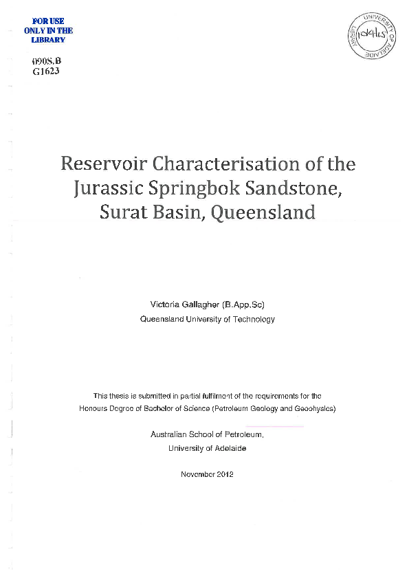 Pdf Reservoir Characterisation Of The Jurassic Springbok Sandstone