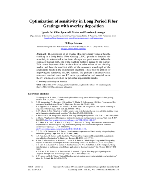 (PDF) Optimization of sensitivity in Long Period Fiber Gratings with ...