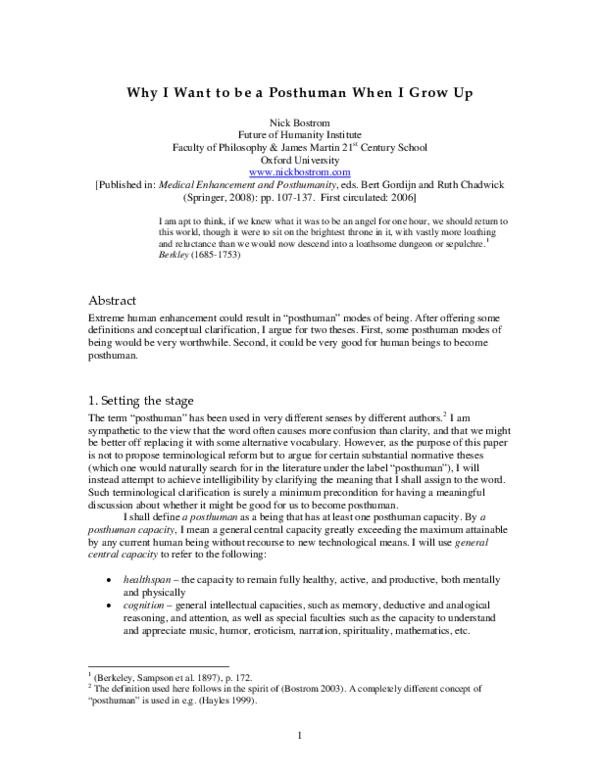 (PDF) Why I Want to be a Posthuman when I Grow Up