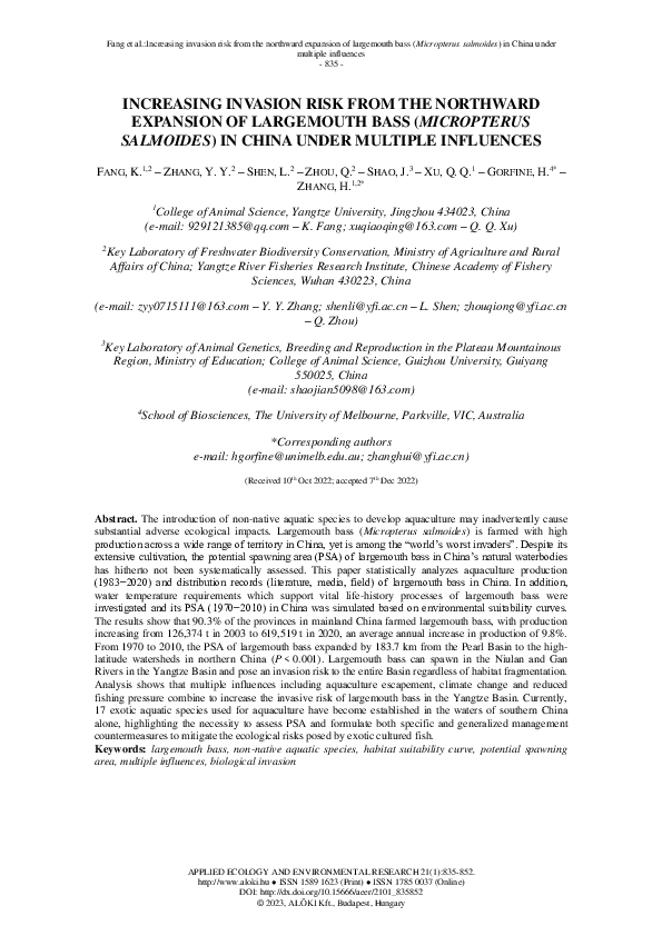 (PDF) Increasing Invasion Risk from the Northward Expansion of ...