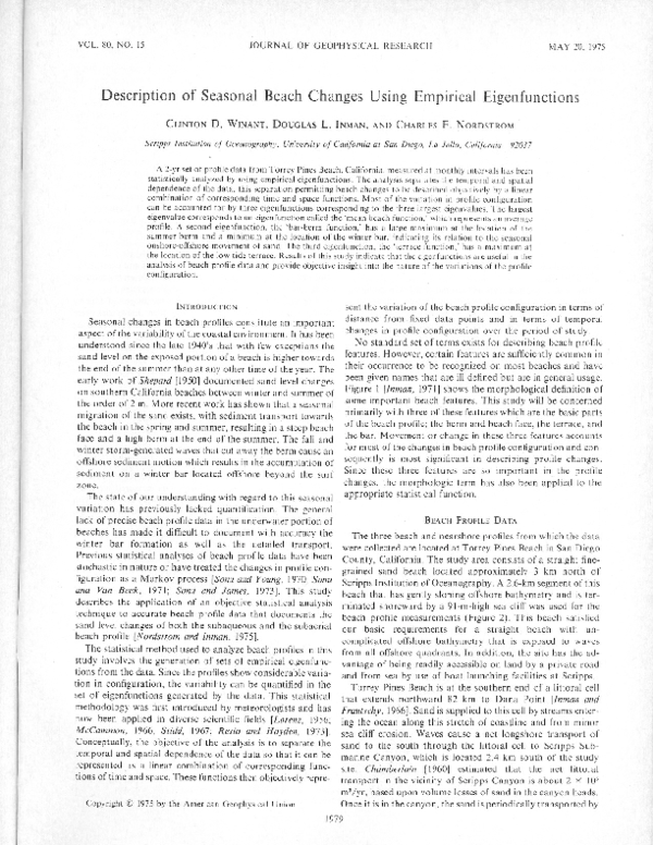 (PDF) Description of seasonal beach changes using empirical