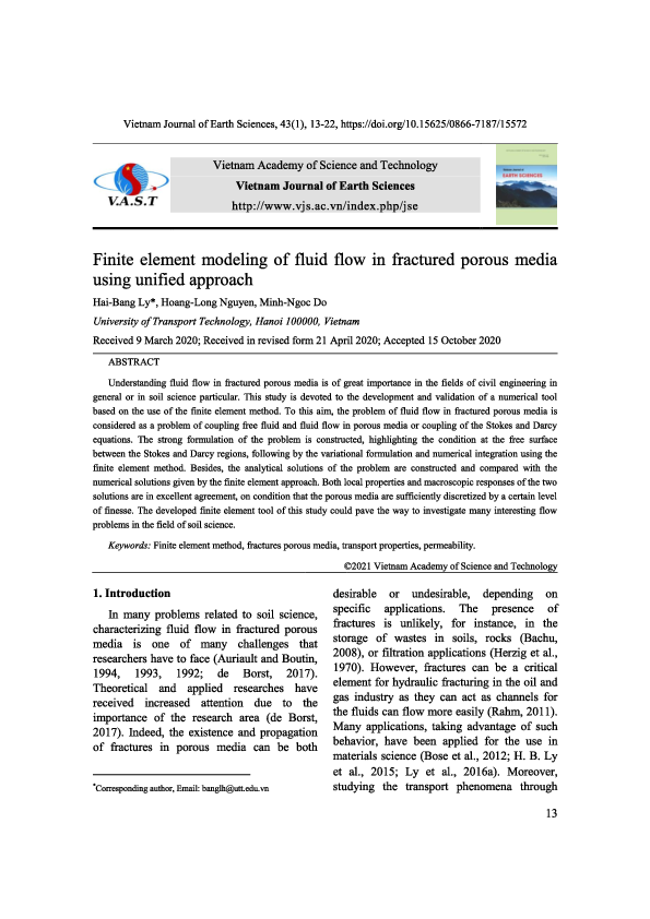 (PDF) Finite element modeling of fluid flow in fractured porous media ...