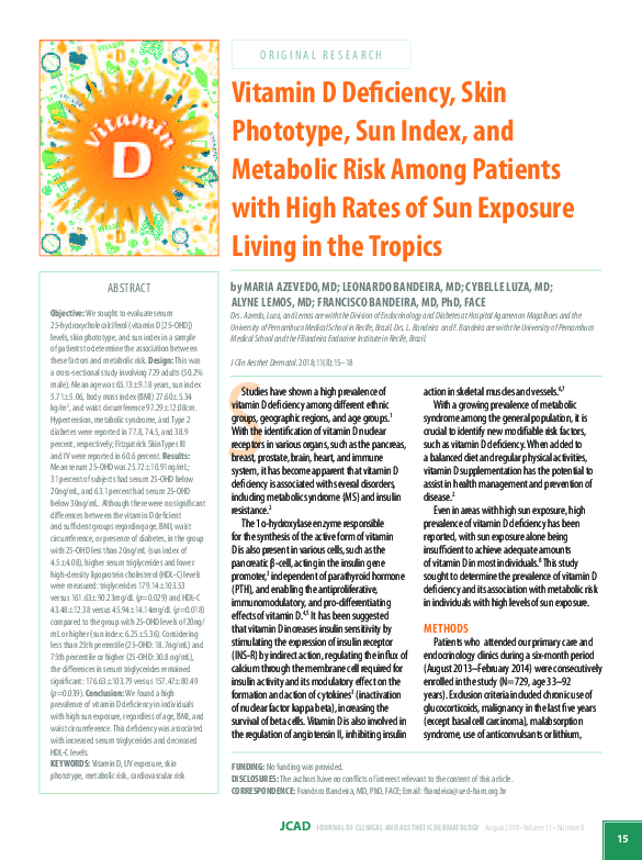 (PDF) Vitamin D Deficiency, Skin Phototype, Sun Index, and Metabolic ...