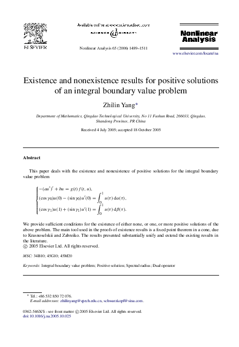 (PDF) Existence and nonexistence results for positive solutions of an ...