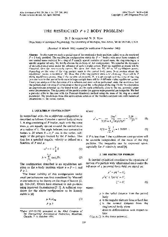 (PDF) The restricted P + 2 body problem